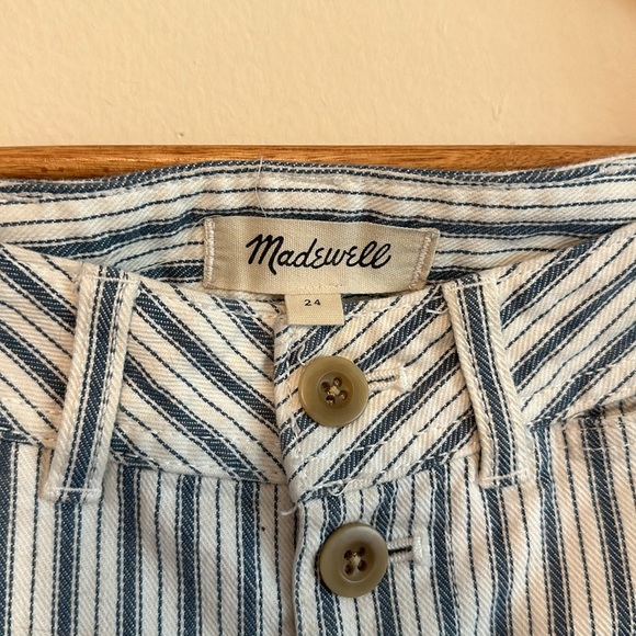 Madewell Pant Women 24 Emmett Striped Wide Leg Crop Exposed Button Fly Midrise - Picture 5 of 6